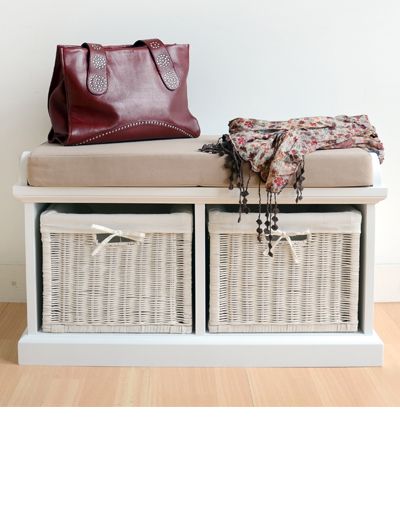 Tetbury bench with 3 storage baskets discount