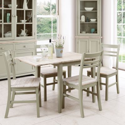 square sage green extending table