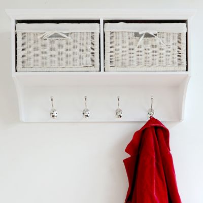 White hanging shelf with white baskets - Small